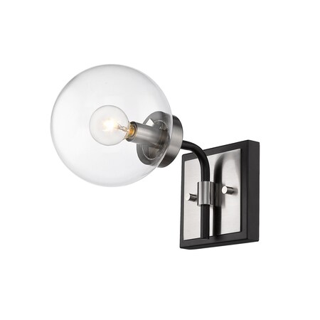 Z-Lite Parsons 1 Light Wall Sconce, Matte Black & Clear 477-1S-MB-BN